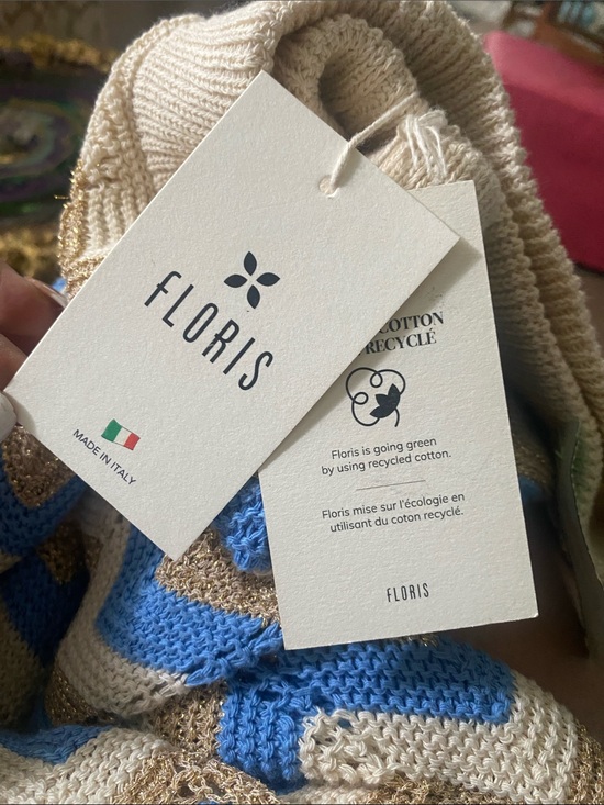 floris Pants - Women's Cream & Blue Knit Pants